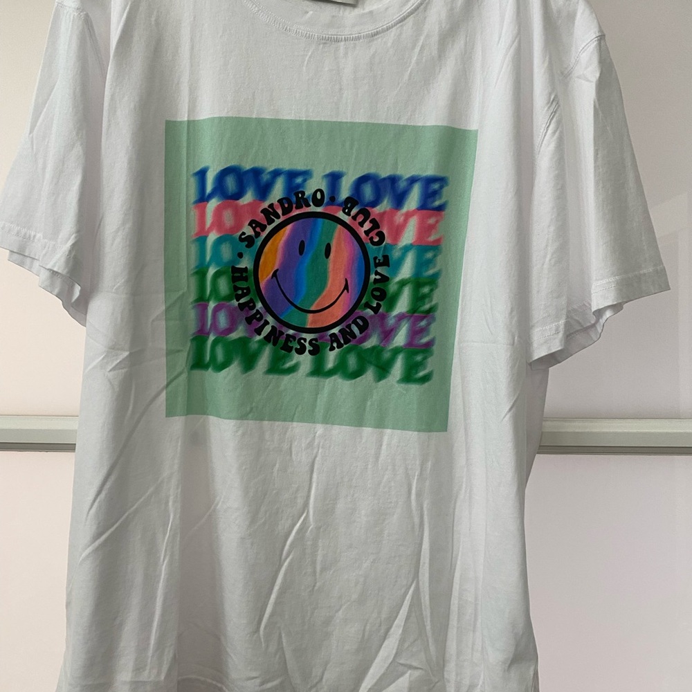 Sandro White and Green Love TShirt